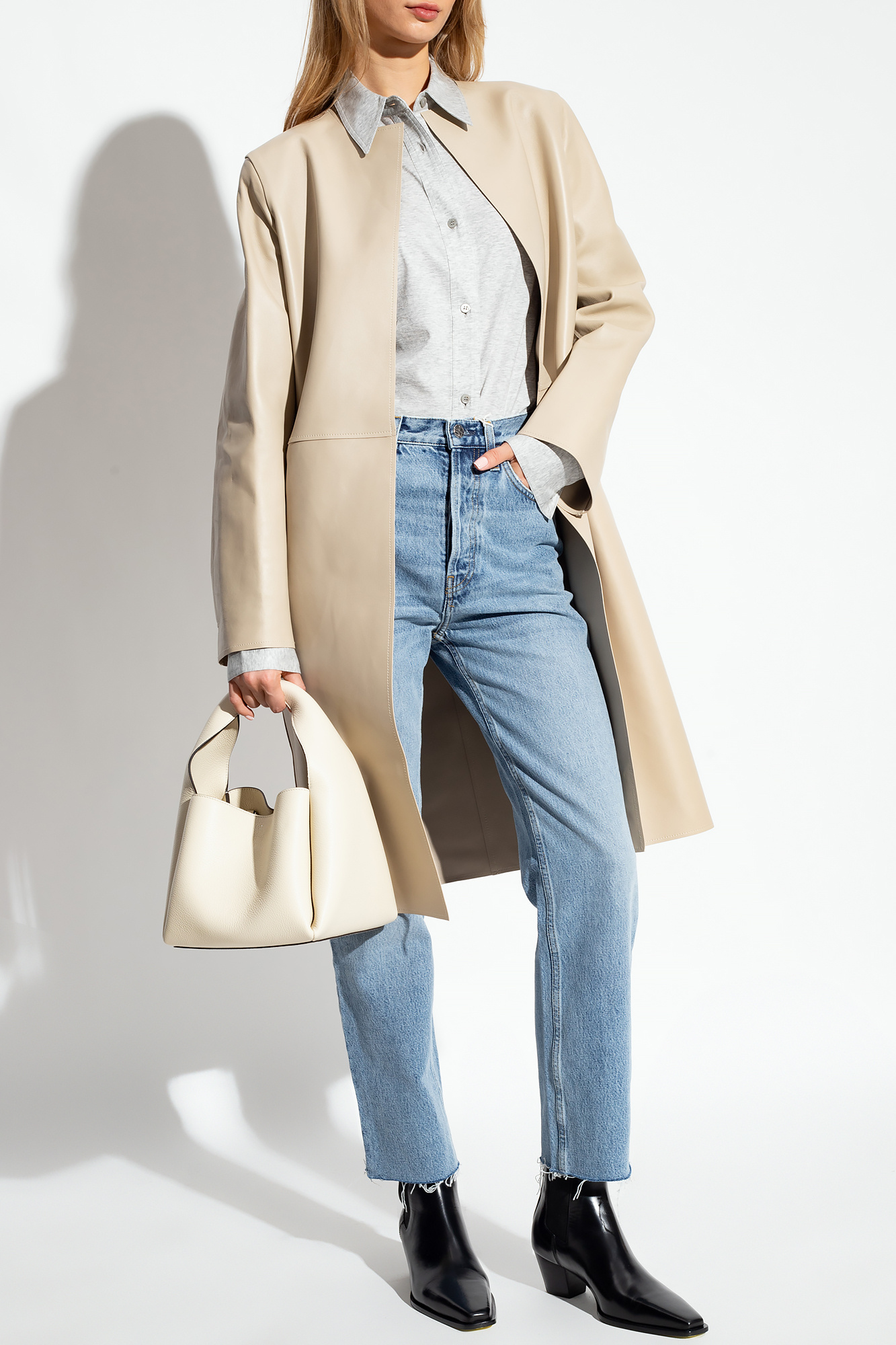 Cream 'City' leather coat TOTEME - SchaferandweinerShops